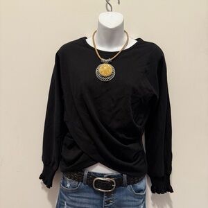 Black Habitual long sleeve top with twisted hem and ruffle sleeve🖤🌺